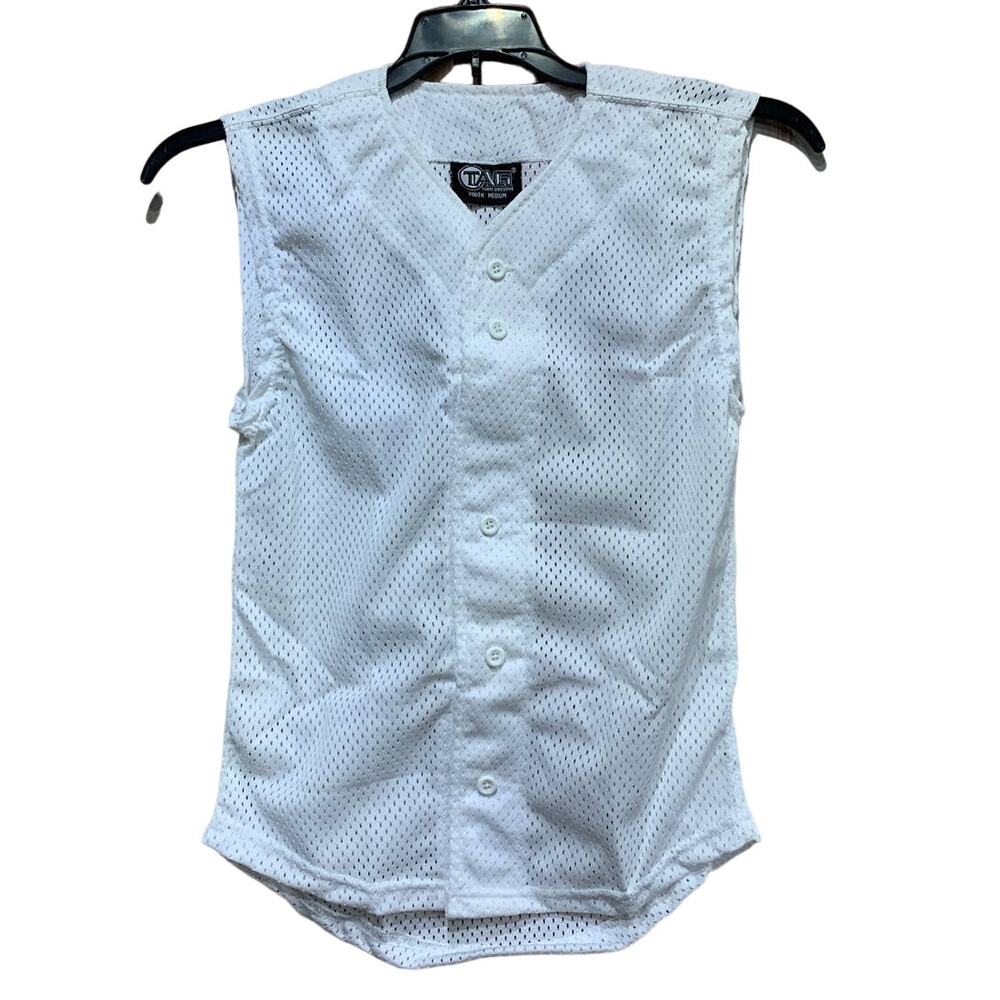 New Tag Team Uniform Youth Medium Button Down Baseball Mesh Jersey Tank Top Vest
